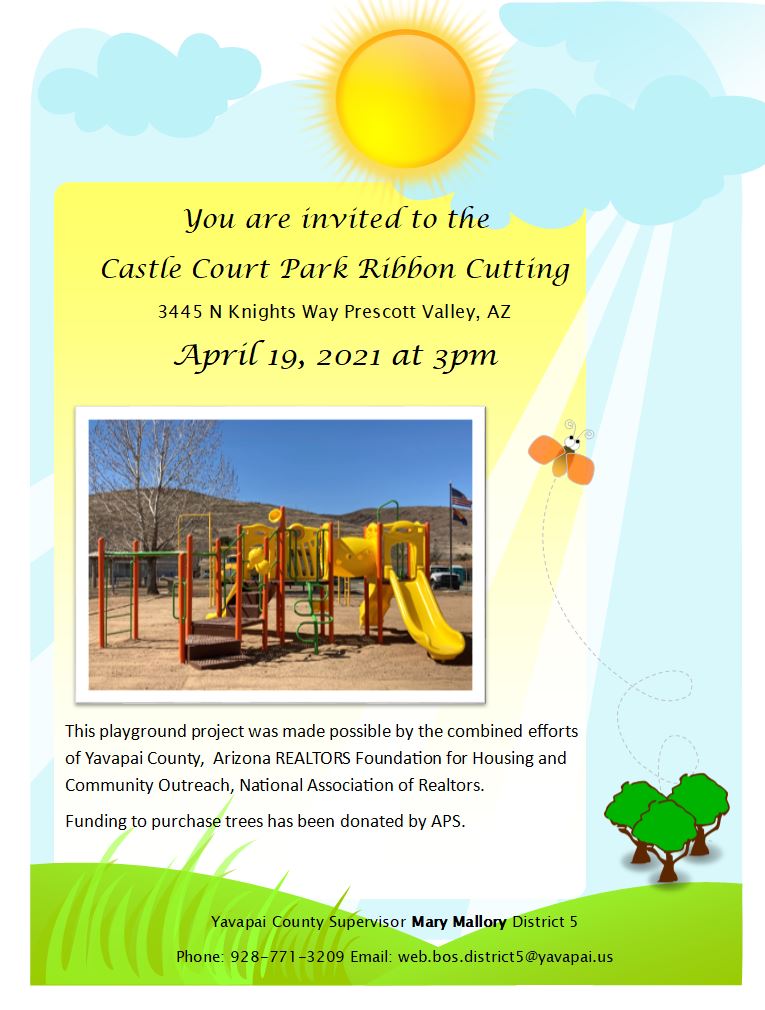 you're invited to castle court park ribbon cutting april 19 at 3pm