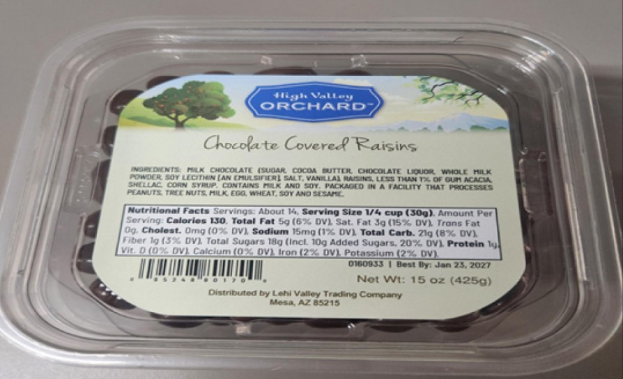 net20180116 Lehi Valley Trading Co. Recalls Raisins Due to Undeclared Peanuts